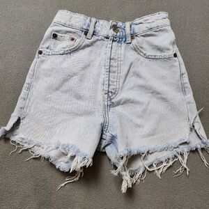 Zara Light Blue Distressed Denim Shorts